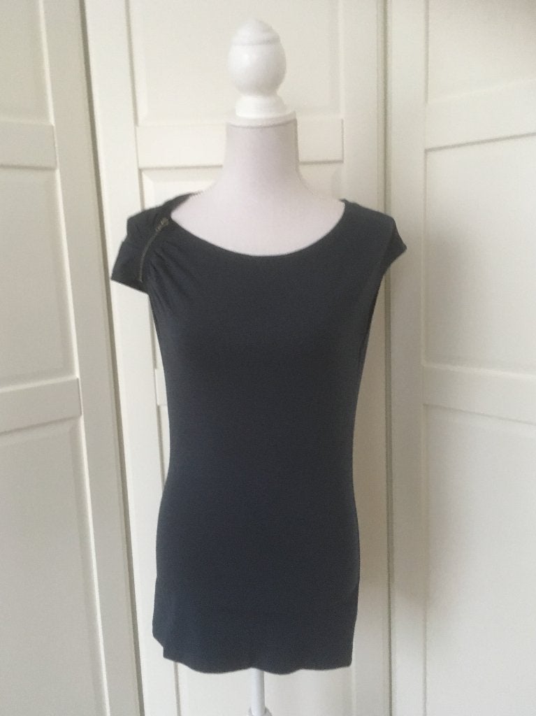 Anna van Toor blauwe stretchy top met rits, maat M, Maat 38/40 (M), Anna van Toor, Blauw, Ophalen of Verzenden