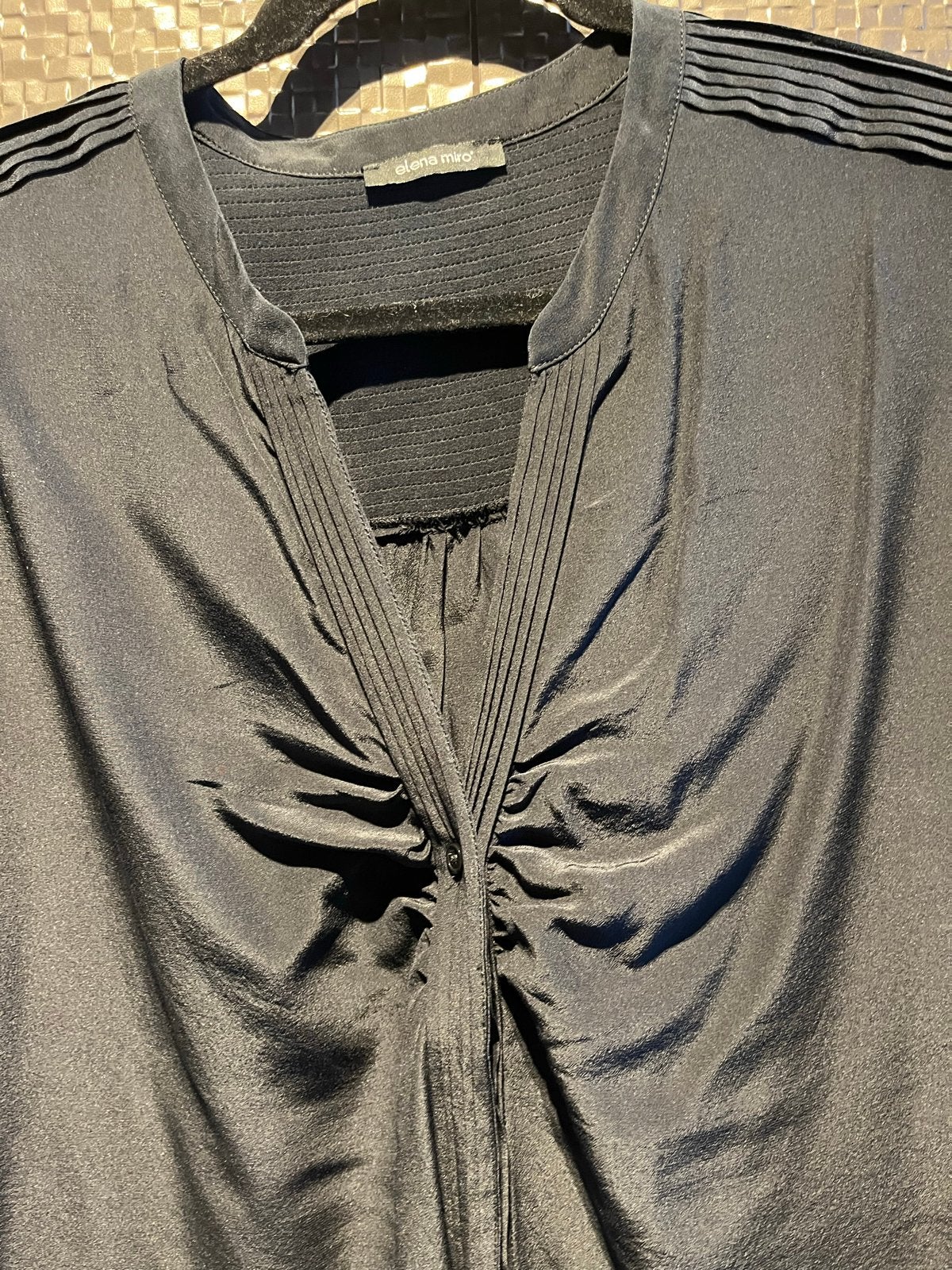 Elena Miro Zwarte Zijden Blouse Maat 46, Verzenden, Gedragen, Maat 46/48 (XL) of groter, Zwart