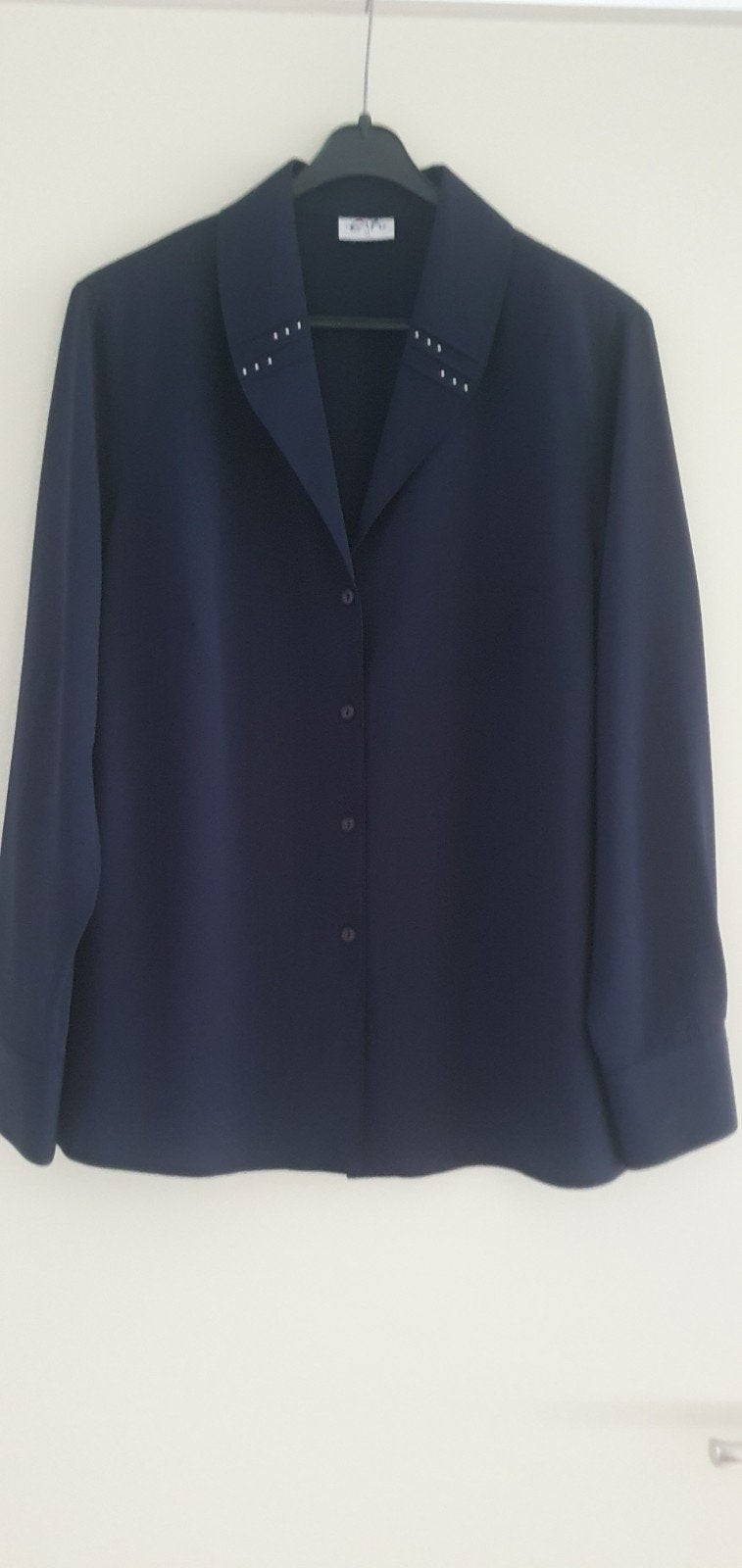 Erfo Blouse Maat 44 - Donkerblauw met subtiele details, Blauw, Erfo, Maat 42/44 (L), Ophalen of Verzenden
