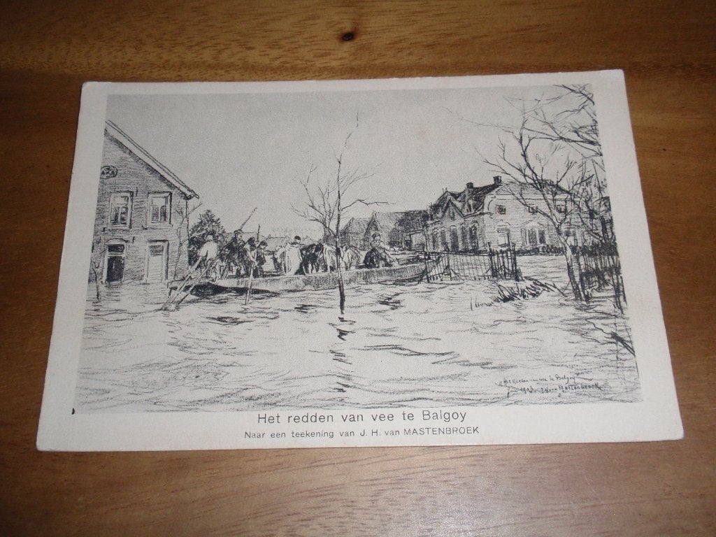 Watersnood 1926 Balgoy redden  vee Mastenbroek Illustrator, Verzenden, 1920 tot 1940, Ongelopen, Gelderland