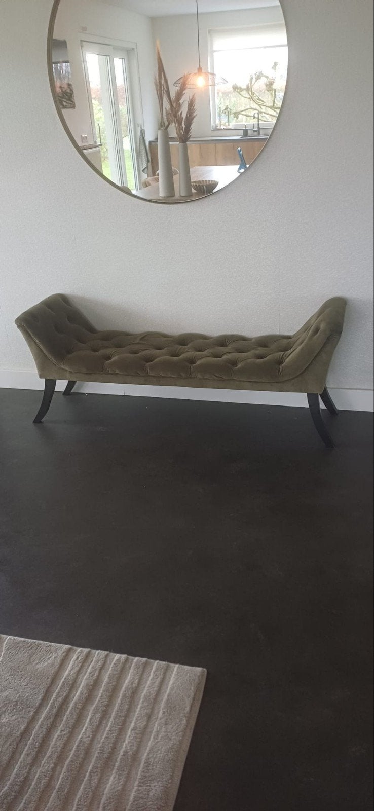 Zitbankje voor hal - 160x45cm - mist 1 knoop, Ophalen, Minder dan 50 cm, Gebruikt, 125 cm of meer