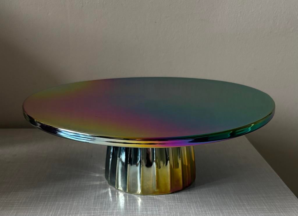 Taartplateau Holo - Ø27cm gekleurd oil, Ophalen of Verzenden, Zo goed als nieuw, Overige stijlen