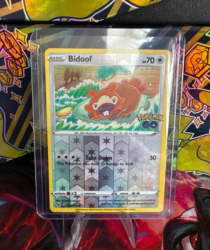 Bidoof (peelable ditto) Pokémon GO 059/078, Ophalen of Verzenden, Zo goed als nieuw, Losse kaart, Foil