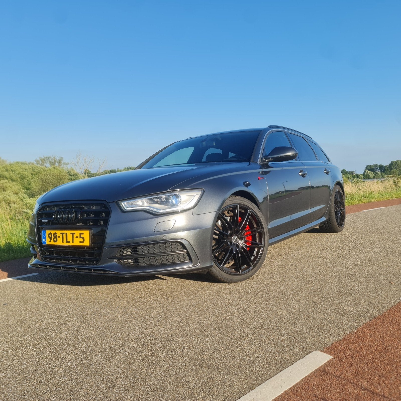 Audi A6 3.0TFSI Avant Quattro  S line, Auto's, Audi, Automaat, Zwart, 2995 cc, Leder en Stof