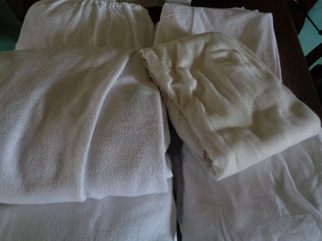 6 hoeslakens, Gebruikt, Tweepersoons, Ophalen of Verzenden, Wit
