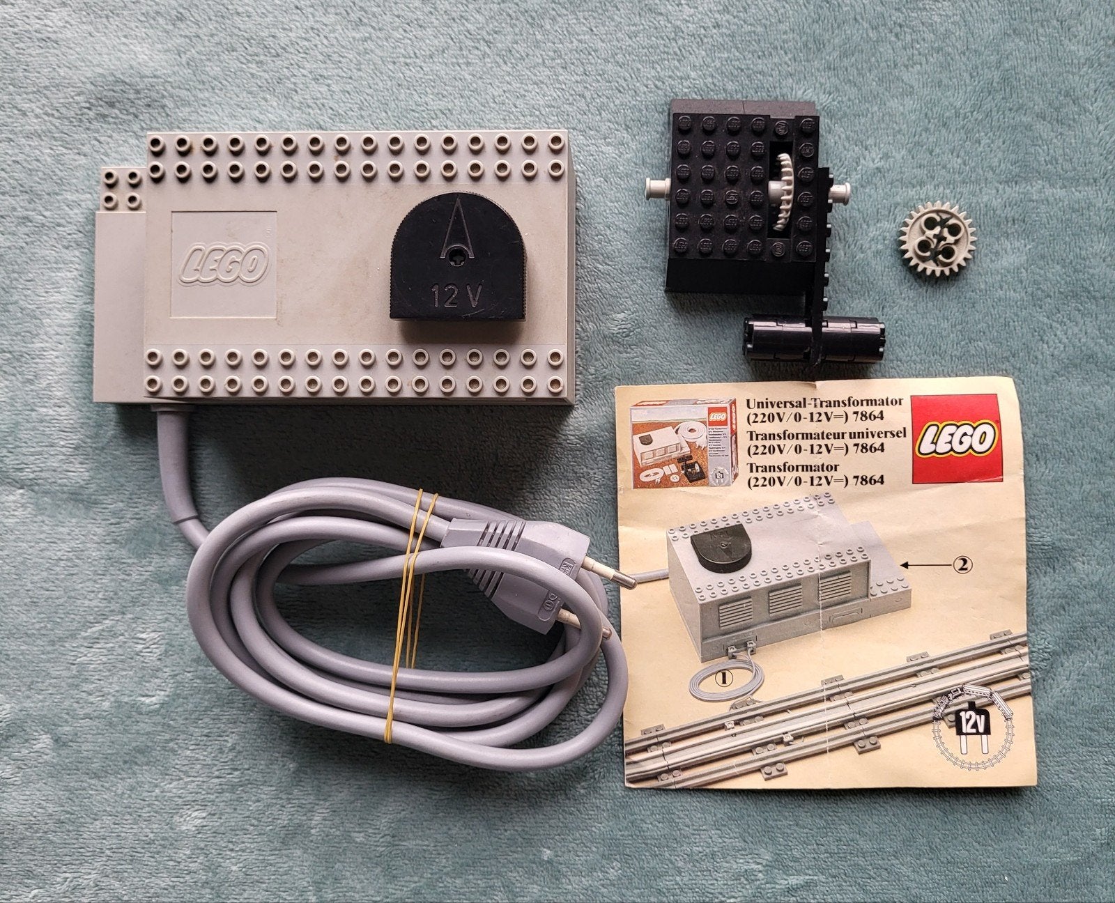 Lego trein 12 Volt grijze rails transformator (set 7864), Kinderen en Baby's, Gebruikt, Lego, Ophalen of Verzenden, Compleet