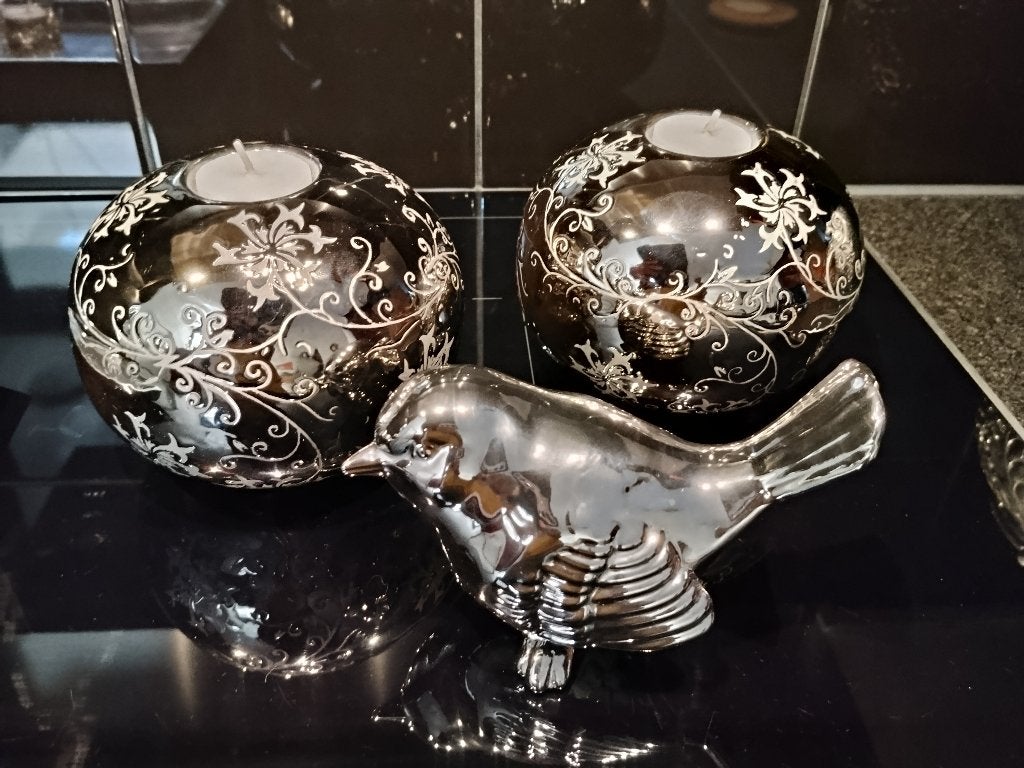Chromen vogel, mus 15cm. Ook wax licht houders mogelijk, Ophalen of Verzenden, Zo goed als nieuw, Zilver