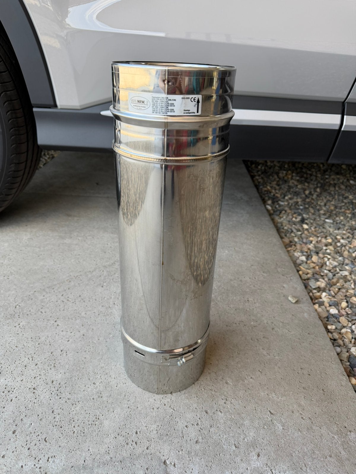 Kachelpijp 100/150 gaskachel passtuk 50cm met klemring, Ophalen, Zo goed als nieuw, Rvs, Minder dan 2 meter