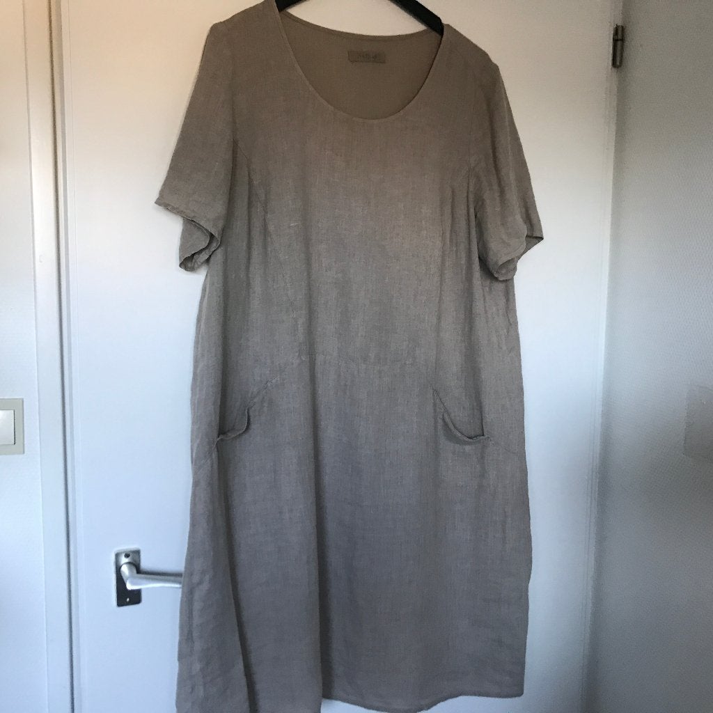 Backstage linnen jurk beige Maat L 100% Linnen, Verzenden, Zo goed als nieuw, Beige, Onder de knie