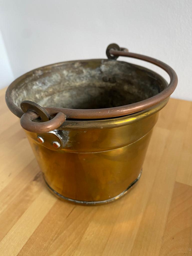Koperen bloempot vintage plantenbak, Gebruikt, Rond, Ophalen of Verzenden, Metaal