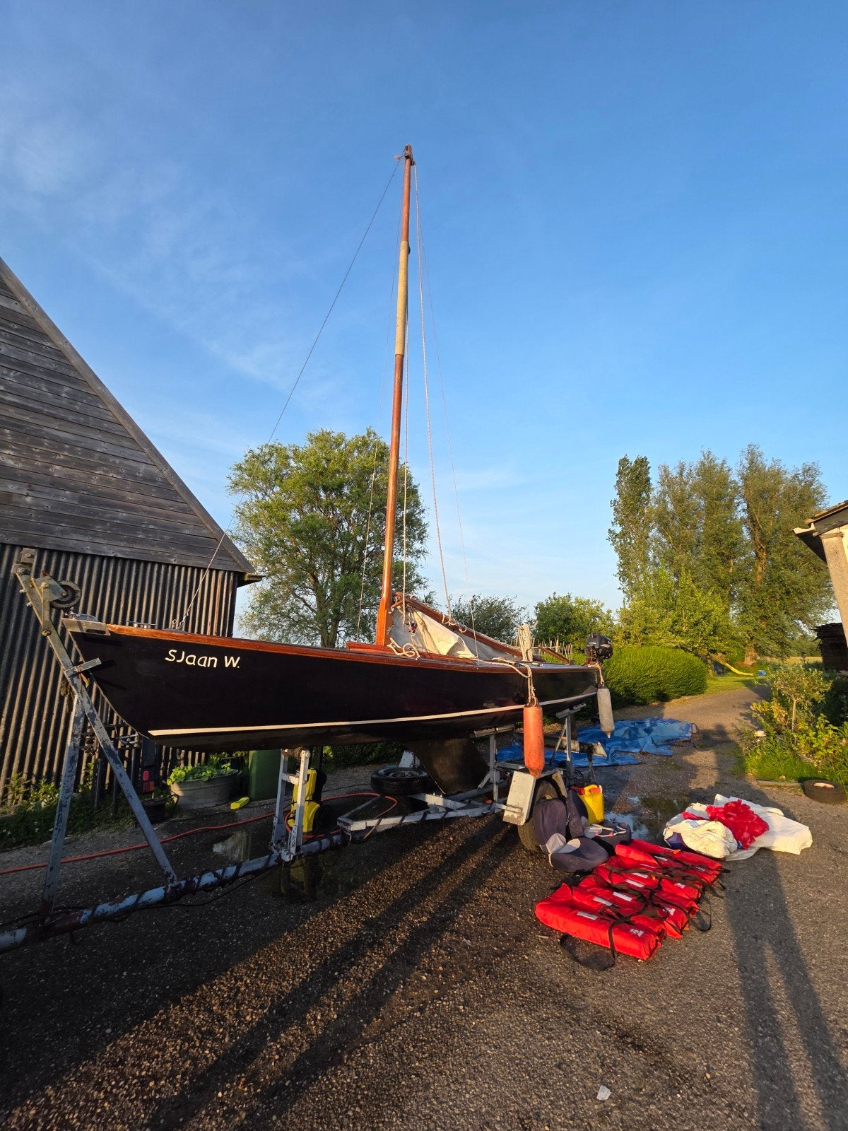 Mooie klassieke houten vrijheid zeilboot met trailer & 5pk, Watersport en Boten, Ophalen, Gebruikt, Minder dan 15 m², Overige typen