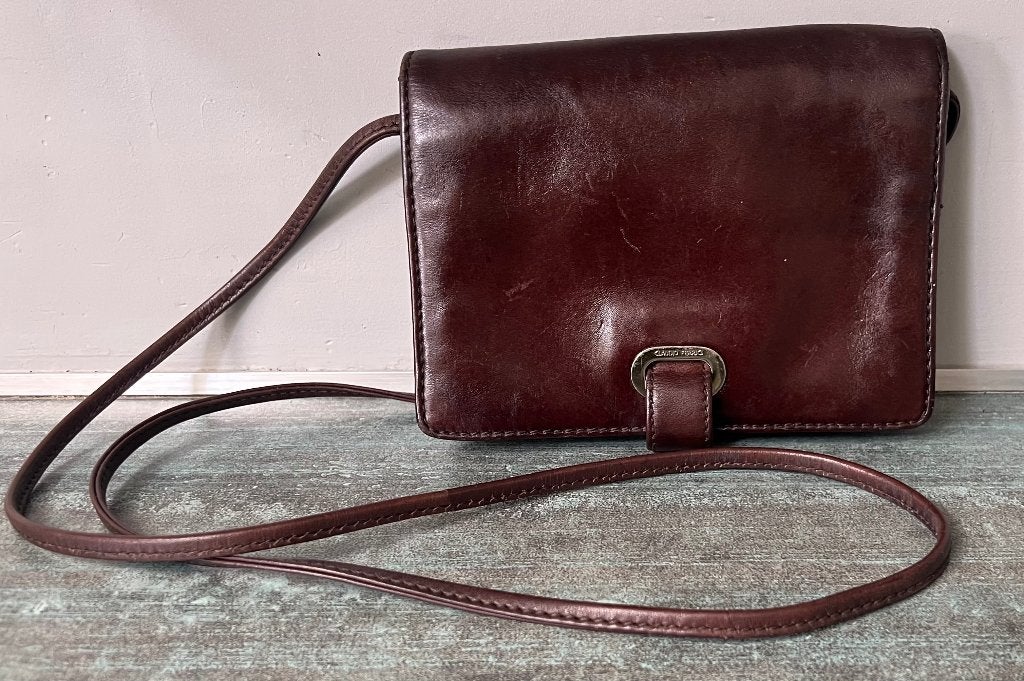 Claudio Ferrici. Leren crossbody/reistasje/schoudertasje., Ophalen of Verzenden, Zo goed als nieuw, Bruin, Leer