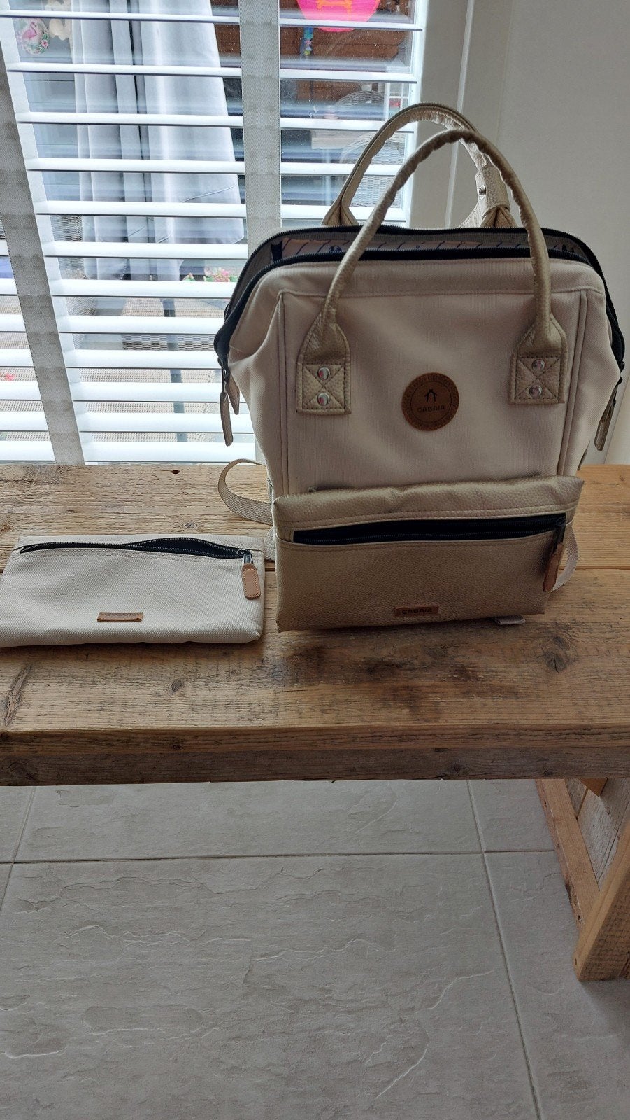 cabaia rugtas beige goud, Sieraden, Tassen en Uiterlijk, Tassen | Rugtassen, Overige merken, 25 tot 40 cm, Ophalen of Verzenden