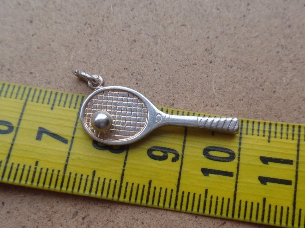 zilveren tennis racket bedel/hanger [856], Sieraden, Tassen en Uiterlijk, Antieke sieraden, Verzenden, Zilver, Overige typen