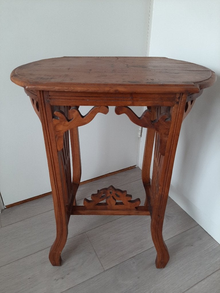 Plantentafel bijzettafel teakhout hout (Aziatisch?), Ophalen, Gebruikt, 55 tot 75 cm, 60 cm of meer