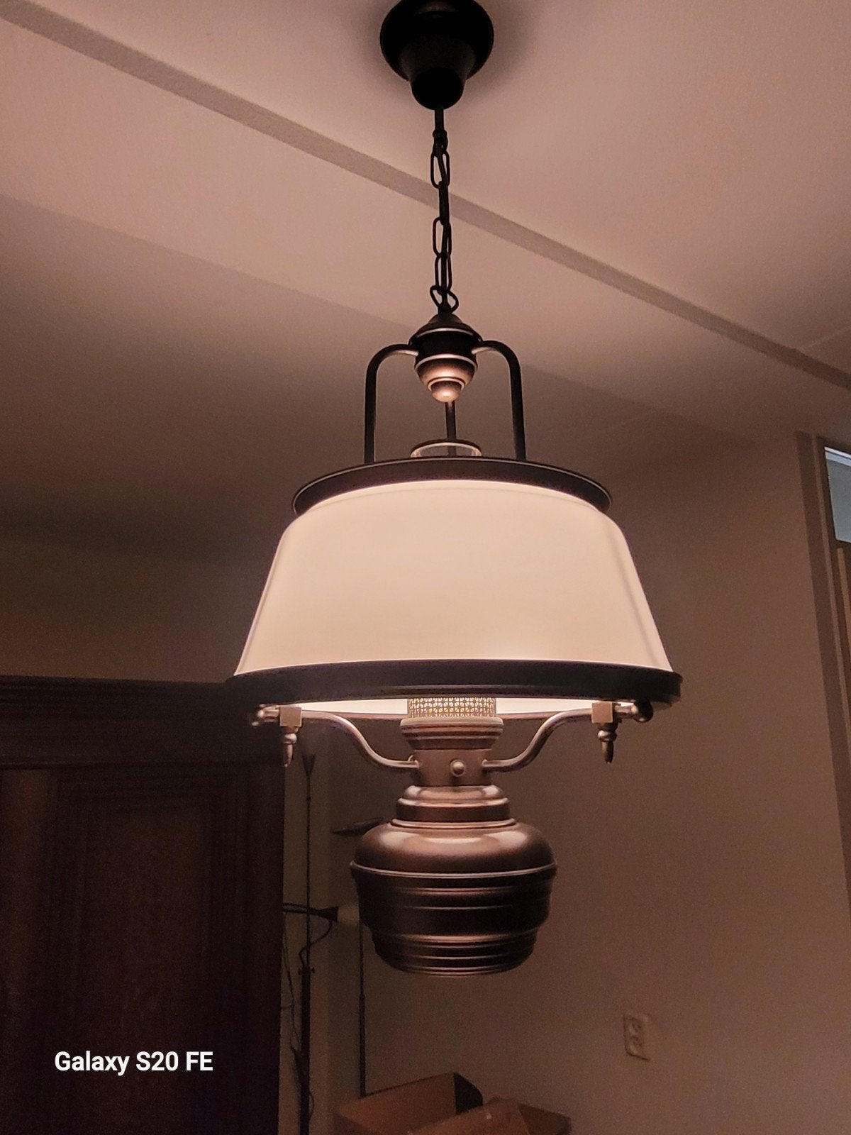 Vintage hanglamp en wandlamp set - Gebruikt, Huis en Inrichting, Lampen | Wandlampen, Ophalen, Gebruikt, Glas, Vintage, Klassiek, Landelijk