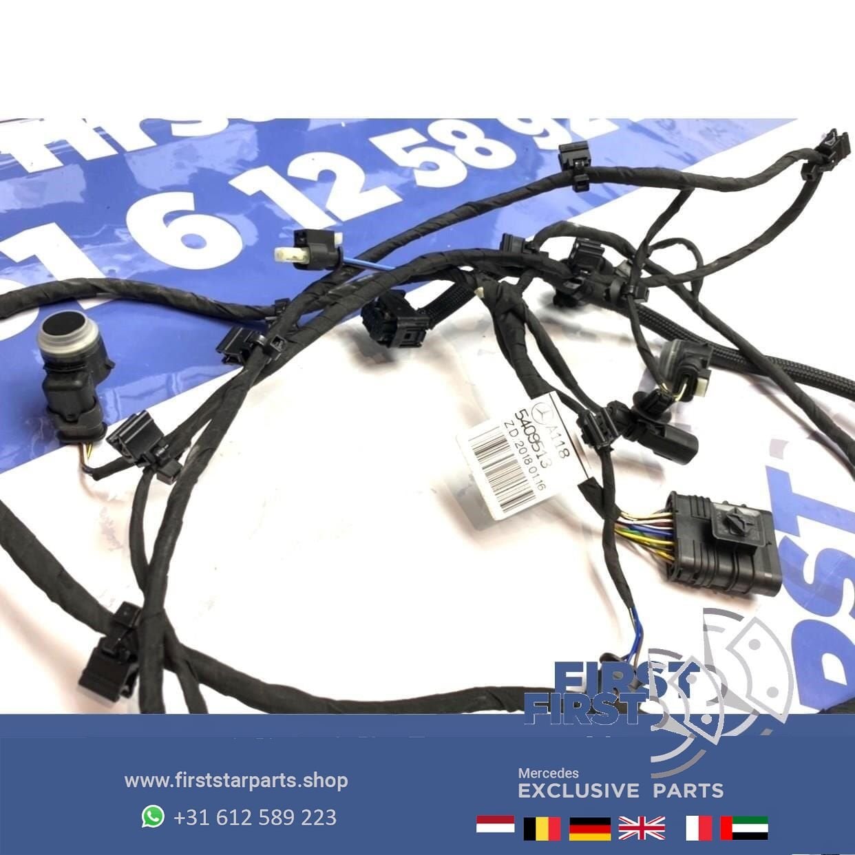 W118 CLA AMG PDC kabel + 6x sensoren set Mercedes voorbumper, Gebruikt, -, Ophalen of Verzenden, -