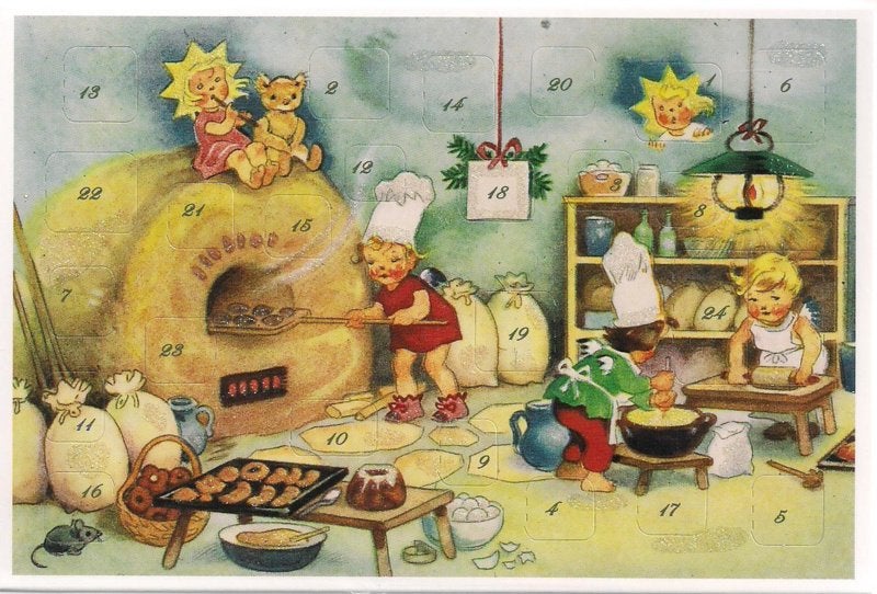 Adventskalender Kaart: Lekkernijen voor de Kerst - 12405, Ophalen of Verzenden, Nieuw