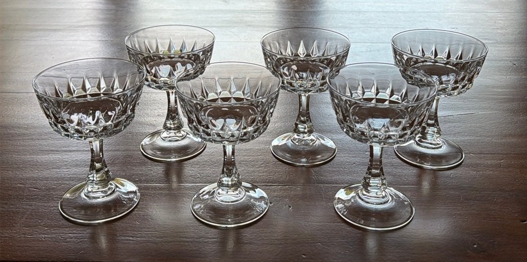 6 Cristal d’Arques Pompadour grote coupes, Verzamelen, Glas en Borrelglaasjes, Ophalen of Verzenden, Zo goed als nieuw, Overige typen