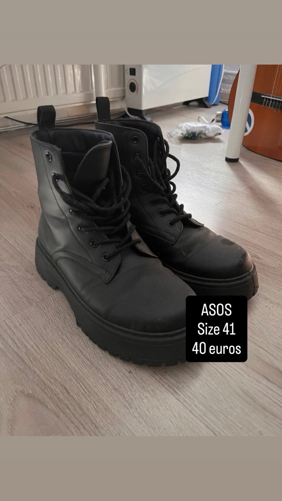 ASOS Zwarte Veterlaarzen Maat 41, Ophalen, Gedragen, Zwart