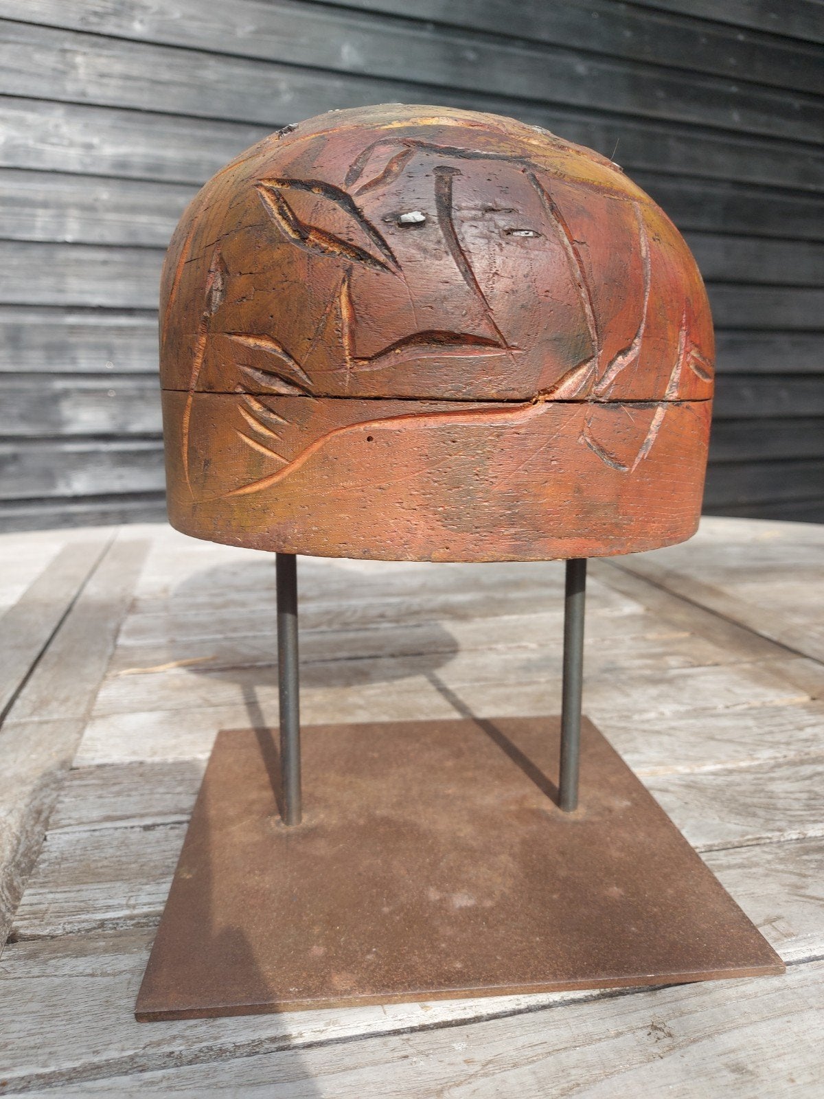 Unieke houten sculptuur (Andalusische hoedenmal), Ophalen of Verzenden, 20 - 50 cm, Beeld, Europa