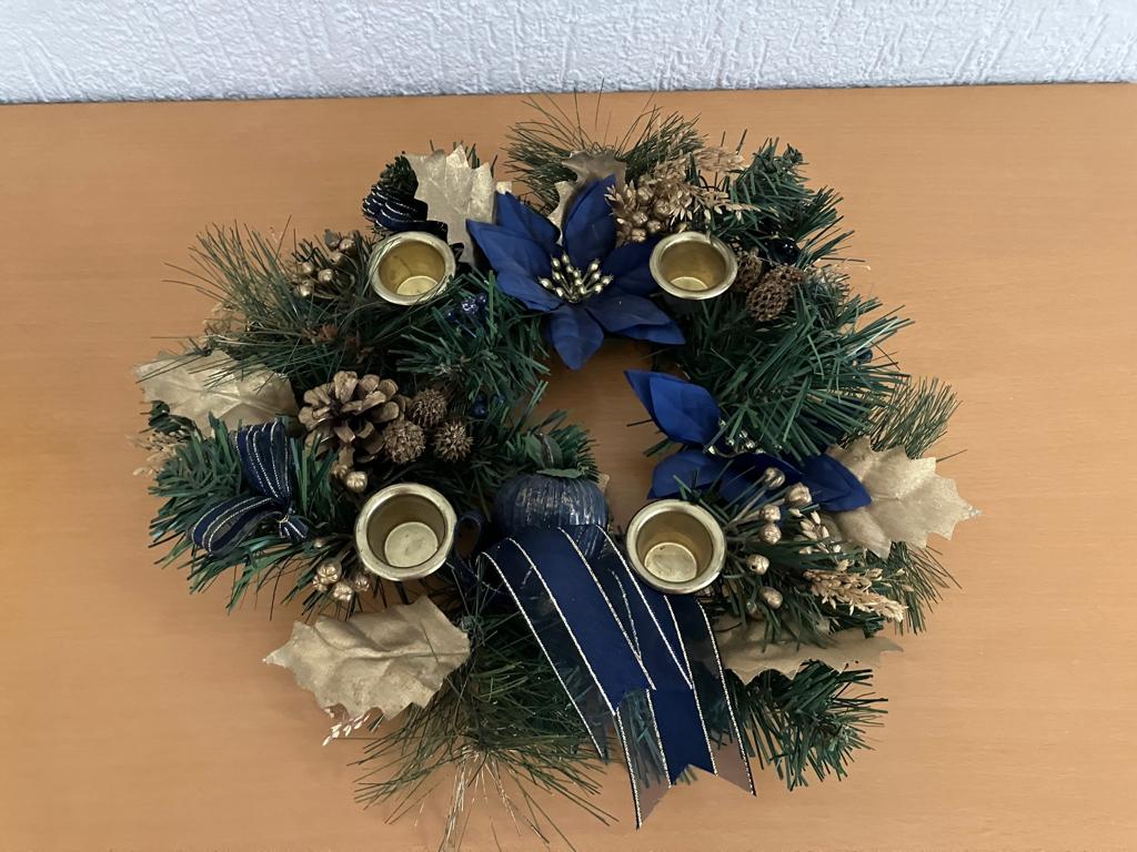 Kerstkrans – kandelaar voor 4 kaarsen , Diversen, Kerst, Ophalen of Verzenden, Gebruikt