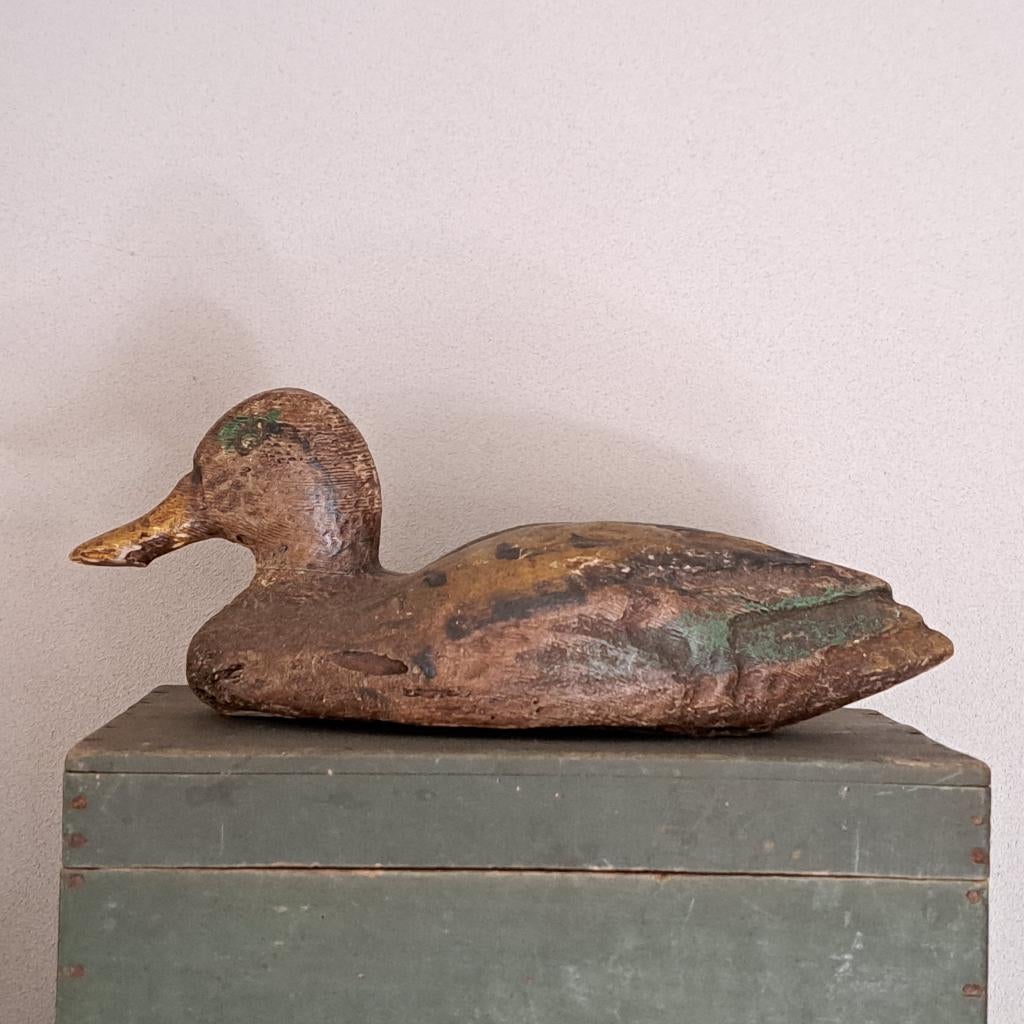 Oude antieke brocante houten lokeend eend vogel *Etage3*, Gebruikt, ., Ophalen of Verzenden, .