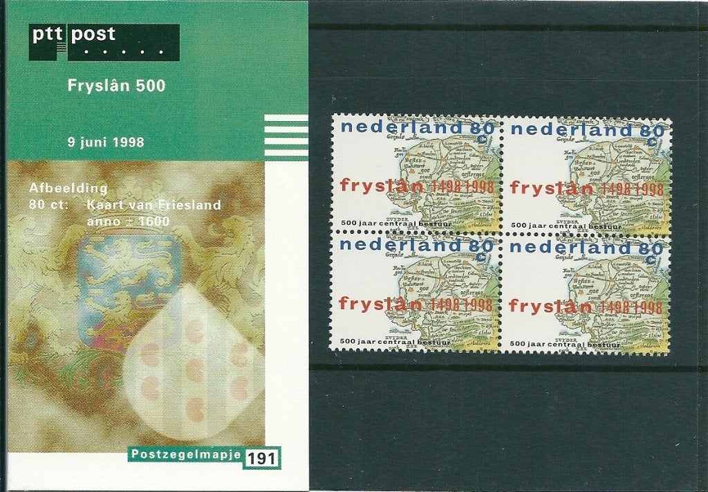 Postzegelmapje nummer 191 - Fryslân 500 - jaar 1998., Verzenden, Na 1940, Postfris