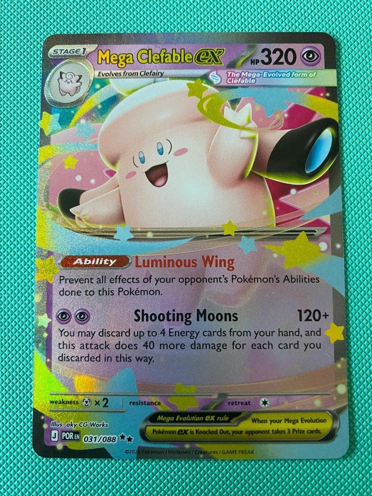 Mega Clefable EX 031/088 POR, Ophalen of Verzenden, Nieuw, Losse kaart, Foil
