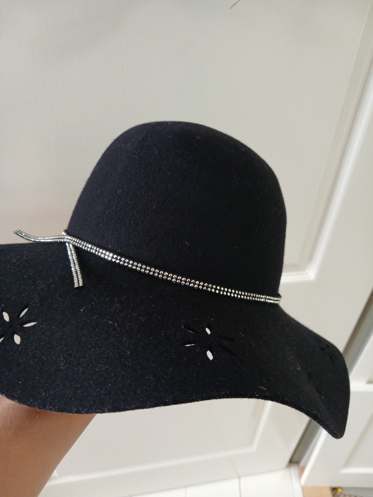 Donker blauwe wollen hoed kind met strass details - maat 54, Ophalen of Verzenden, Zo goed als nieuw, Jongen of Meisje, Jas