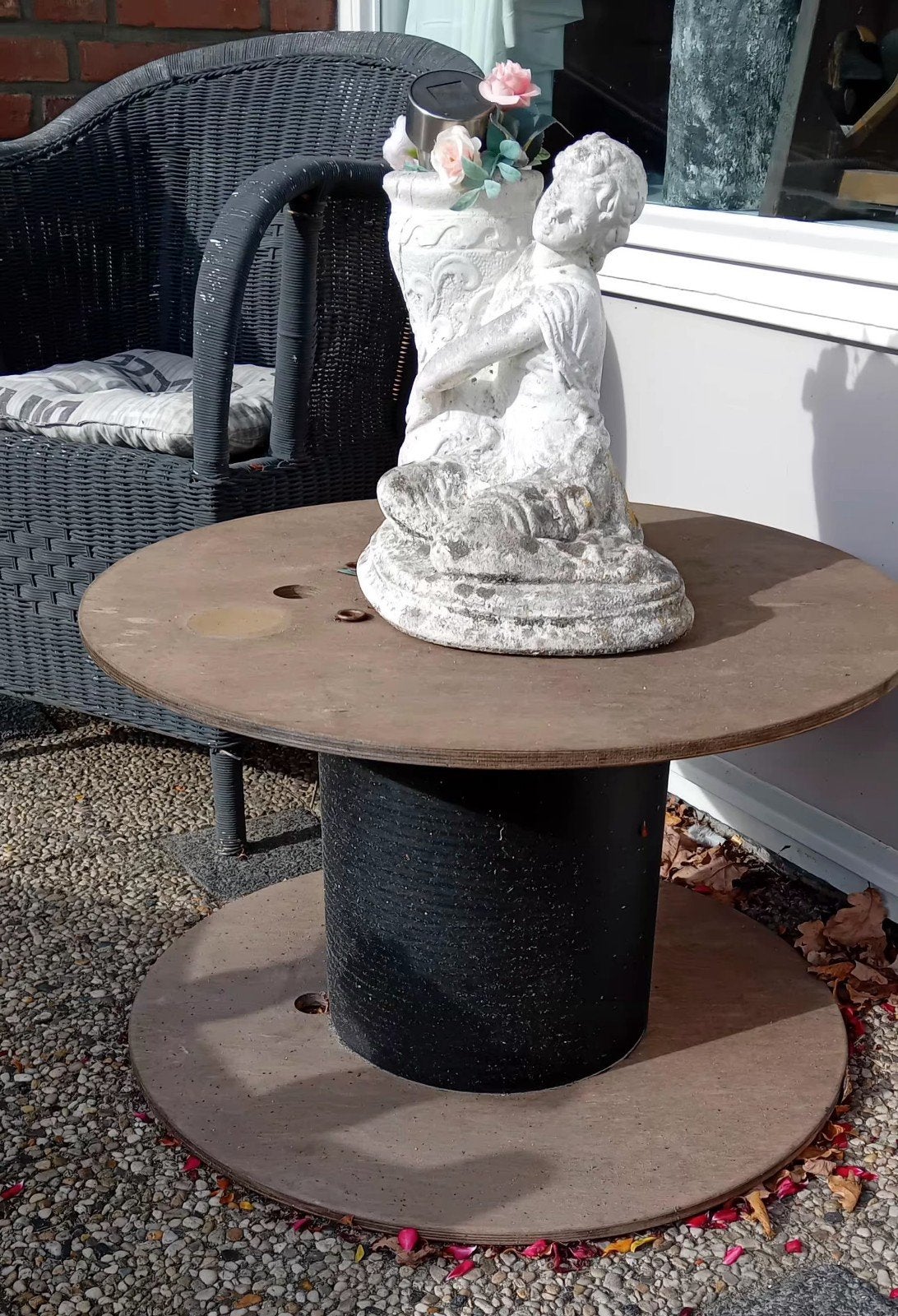 Unieke haspel tafel - robuust en decoratief, Huis en Inrichting, Ophalen, Gebruikt, Rond, Overige houtsoorten