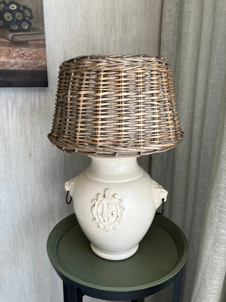 lamp met rieten kap, Ophalen, Gebruikt, Natuurlijk materiaal, E27 (groot)