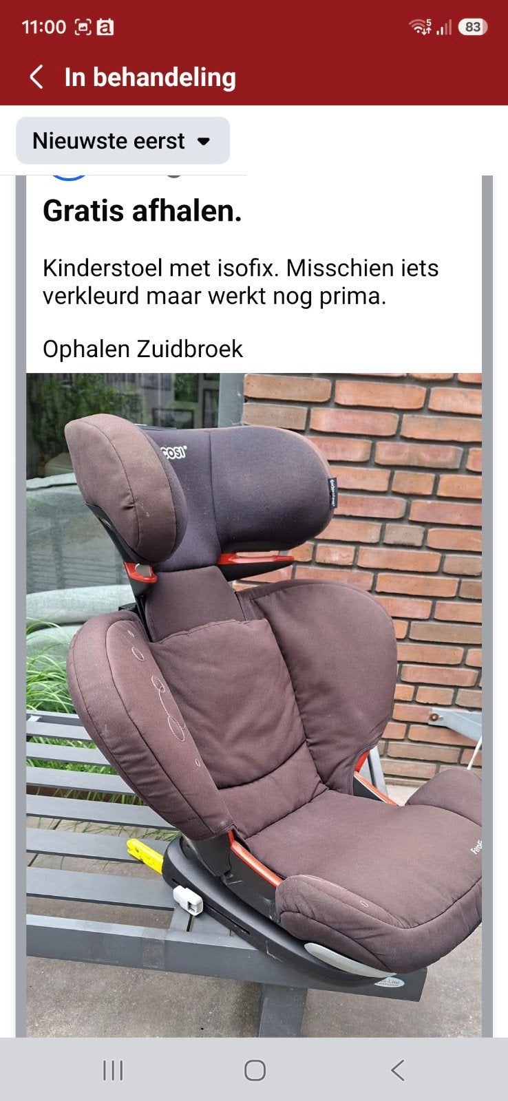 Gratis afhalen autostoel, Ophalen, Gebruikt, Overige merken, Autogordel