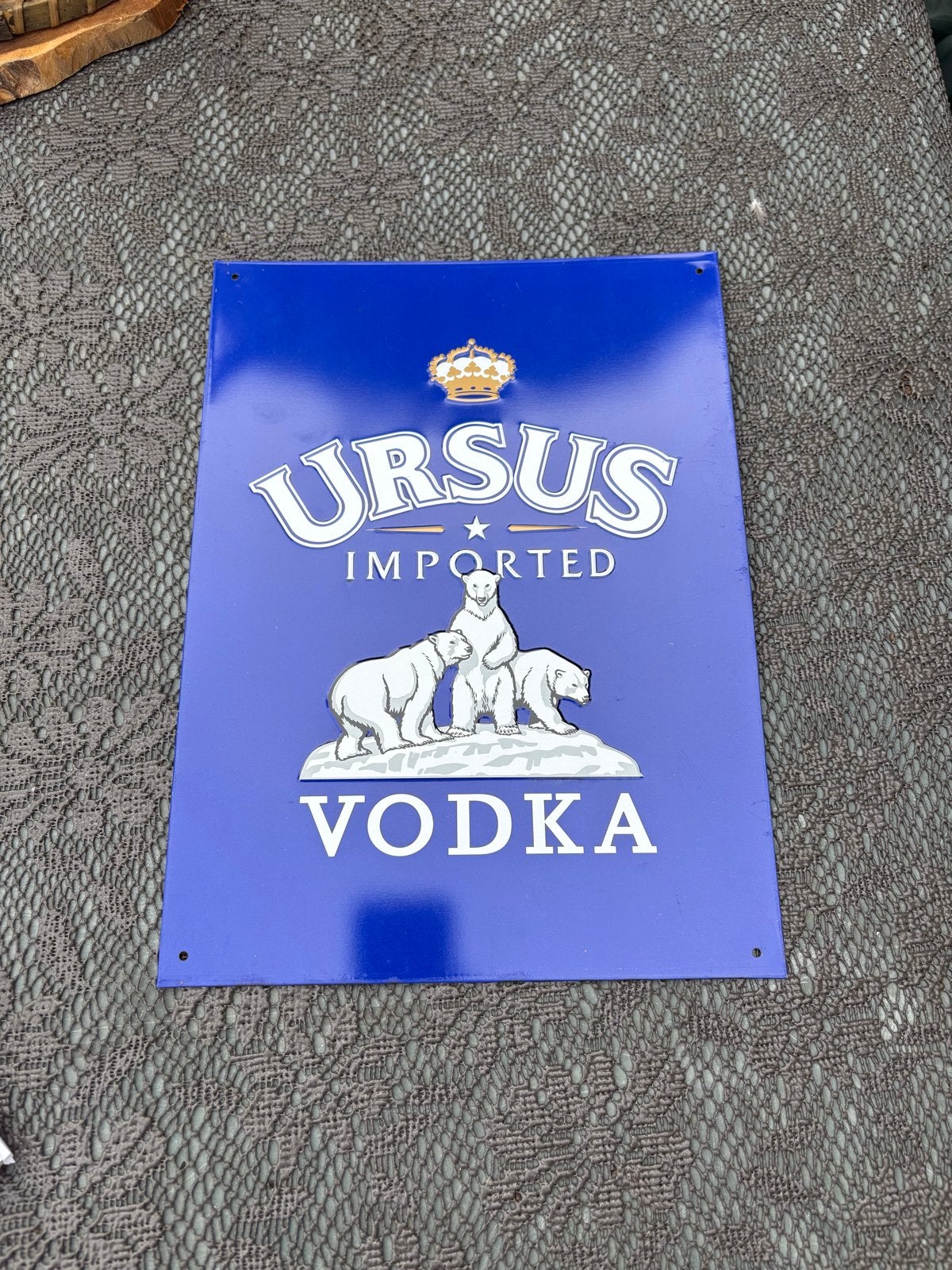 Ursus Vodka Reclamebord - Vintage Metalen Plaat, Ophalen of Verzenden, Gebruikt, Reclamebord