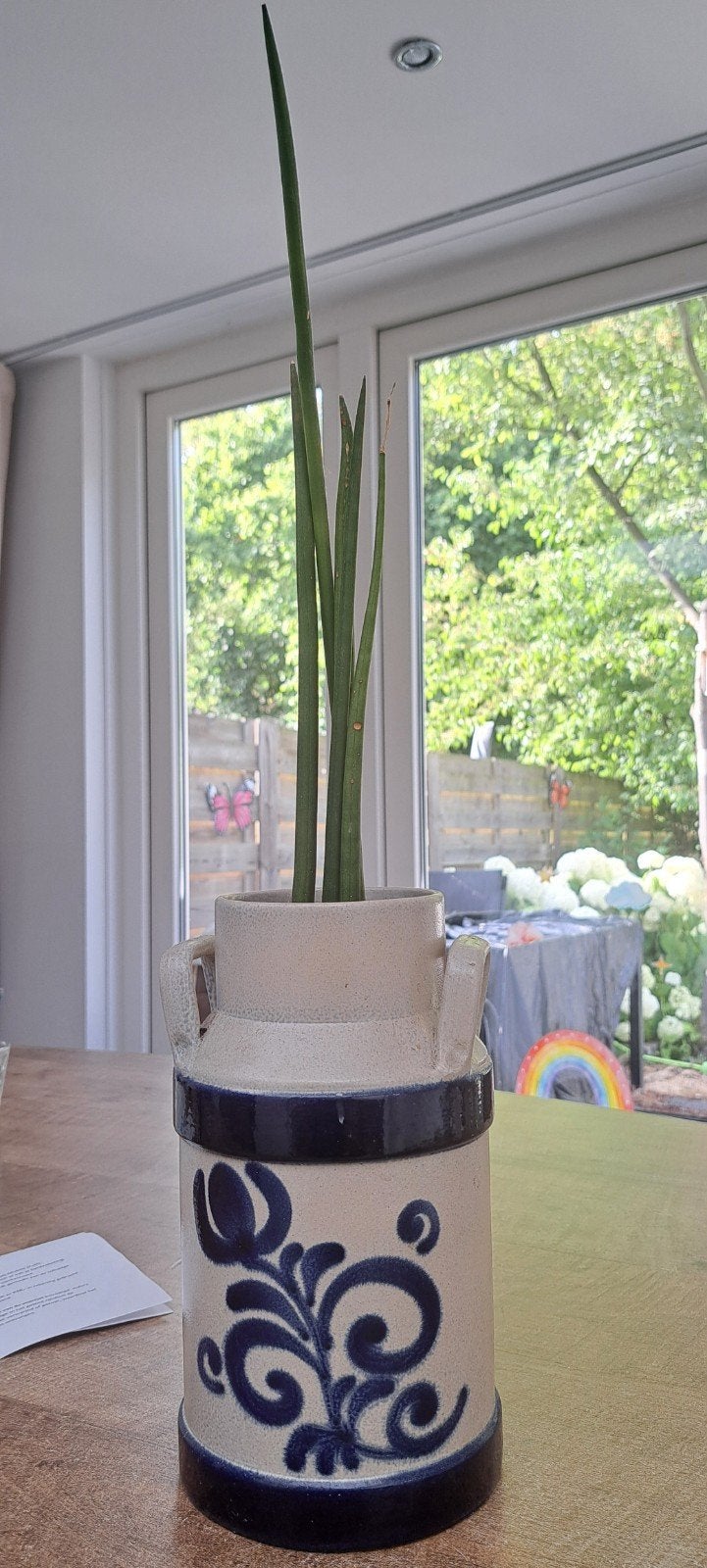 Oude melkbus met plant - Knodgen Westerwald Keramiek, Ophalen