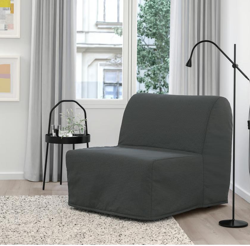 Te koop: IKEA Slaapfauteuil, donkergrijs, Huis en Inrichting, Banken | Bankstellen, Ophalen, Eenpersoons, 75 tot 100 cm, Zo goed als nieuw