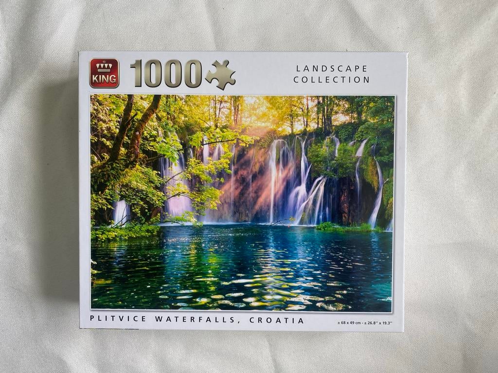 King Legpuzzel 1000 stukjes Plitvice Watervallen, Ophalen of Verzenden, 500 t/m 1500 stukjes, Zo goed als nieuw, Legpuzzel