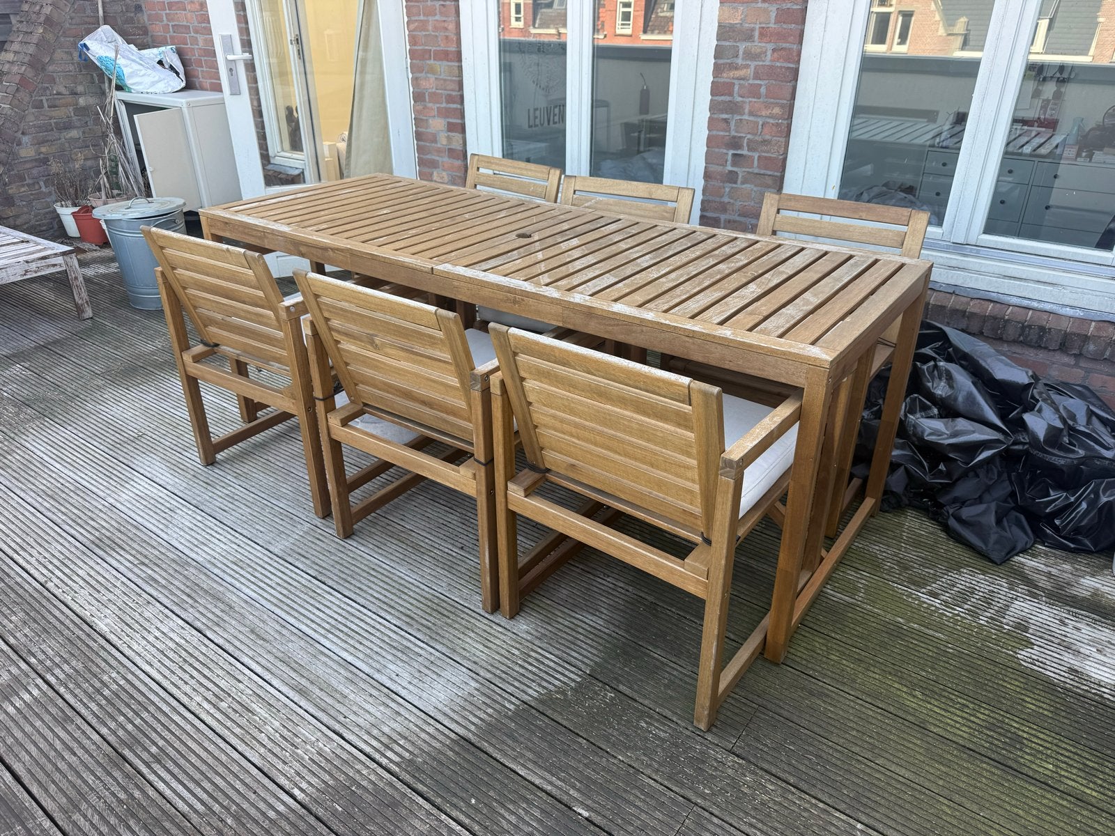 IKEA NÄMMARÖ Tuinset met 6 stoelen en kussens, Gebruikt, Eettafel, 6 zitplaatsen, Ophalen of Verzenden