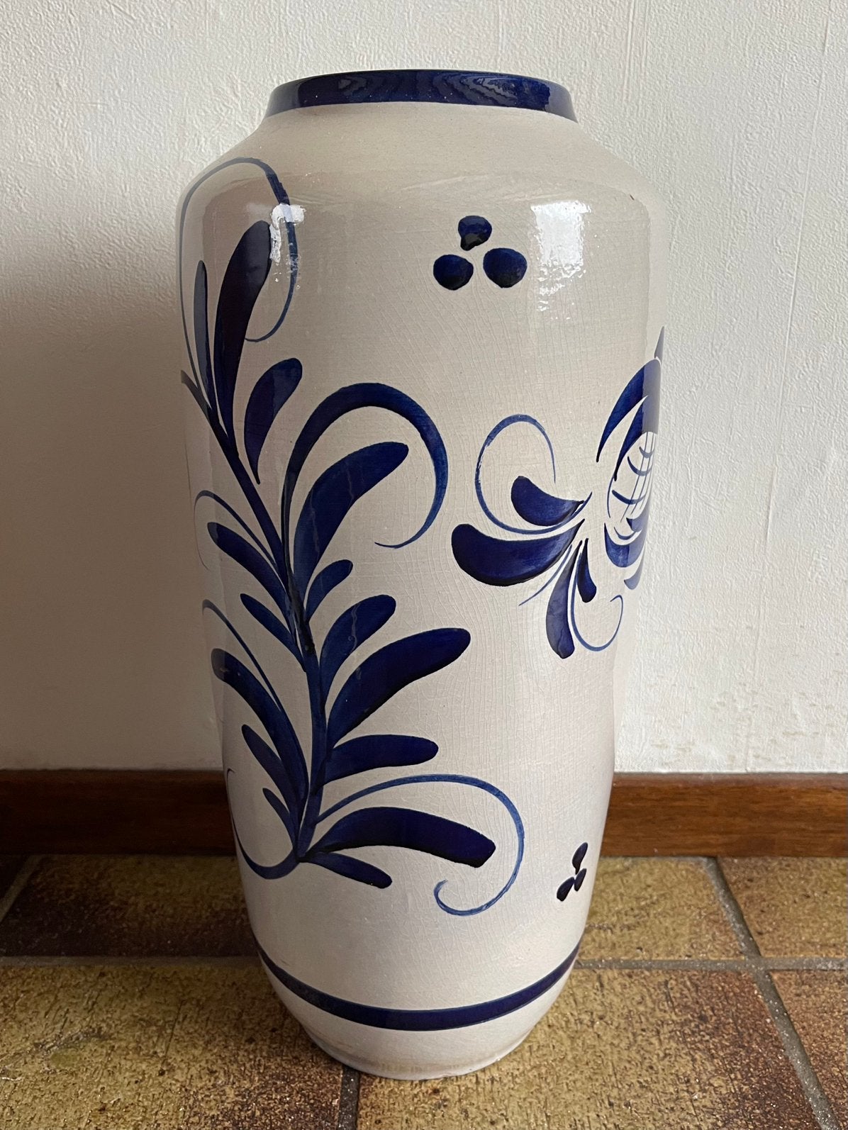Vintage West Germany Scheurich vaas Delftsblauw 517-45, Ophalen of Verzenden