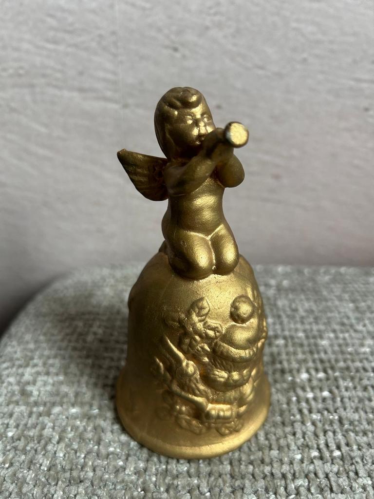 Gouden engel belletje bel tafelbel kerst, Antiek en Kunst, Ophalen of Verzenden