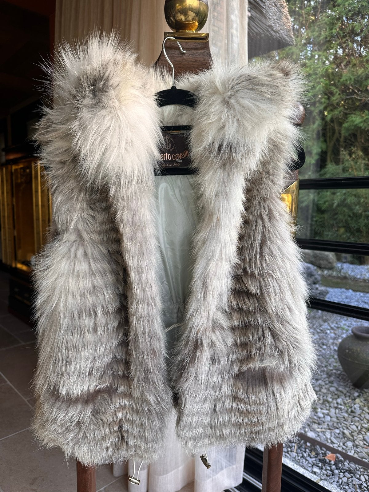 Roberto Cavalli vossenbont vest - zilver-grijs - maat 42, Ophalen of Verzenden, Nieuw, Maat 36 (S), Grijs