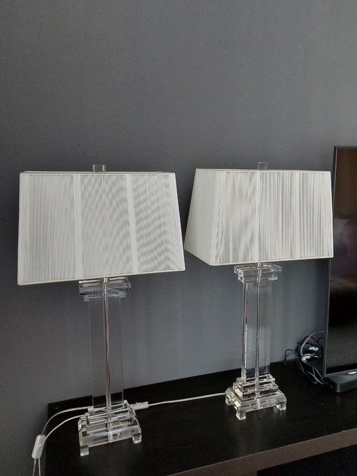 Set van 2 chique kristallen tafellampen, Gebruikt, Wit, Ophalen of Verzenden, Klassiek