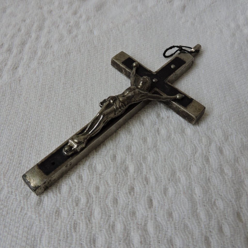 Groot Kruisbeeld hanger ebbenhout crucifix muur 12 cm, Ophalen of Verzenden