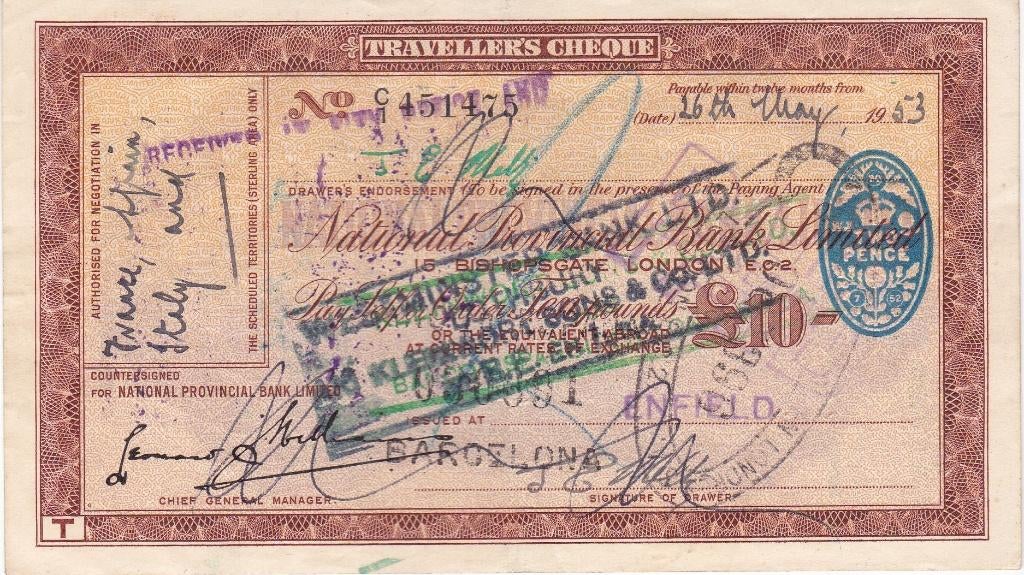 TRAVELLER`S CHEQUE, Ophalen of Verzenden, Euro's