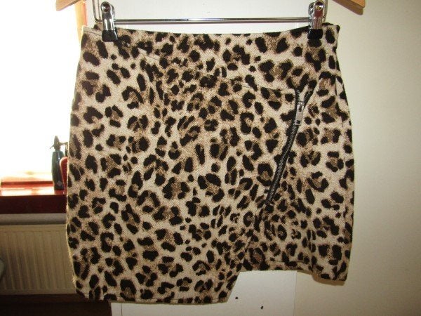 F1469 H&M 34-36 rok bruin beige zwart animal print gobelin, Kleding | Dames, H&M, Bruin, Verzenden, Zo goed als nieuw