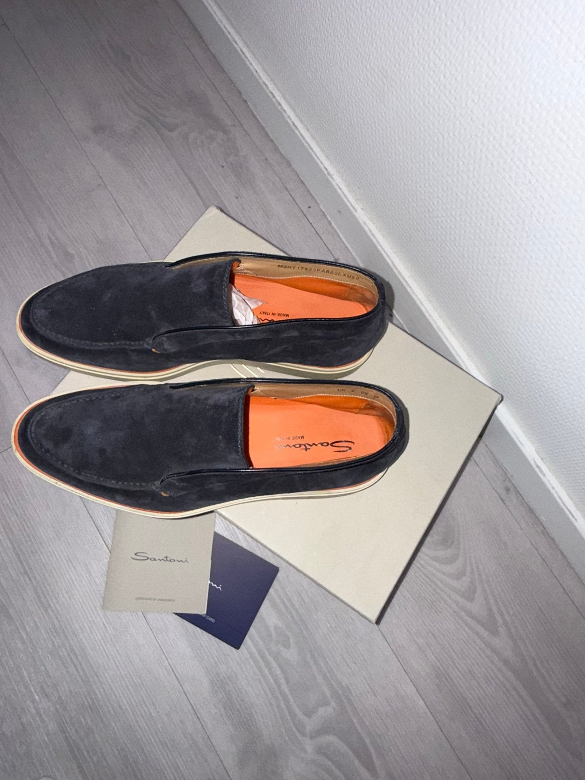 Santoni suède loafers - Donkerblauw maat 43, Loafers, Blauw, Ophalen of Verzenden, Zo goed als nieuw