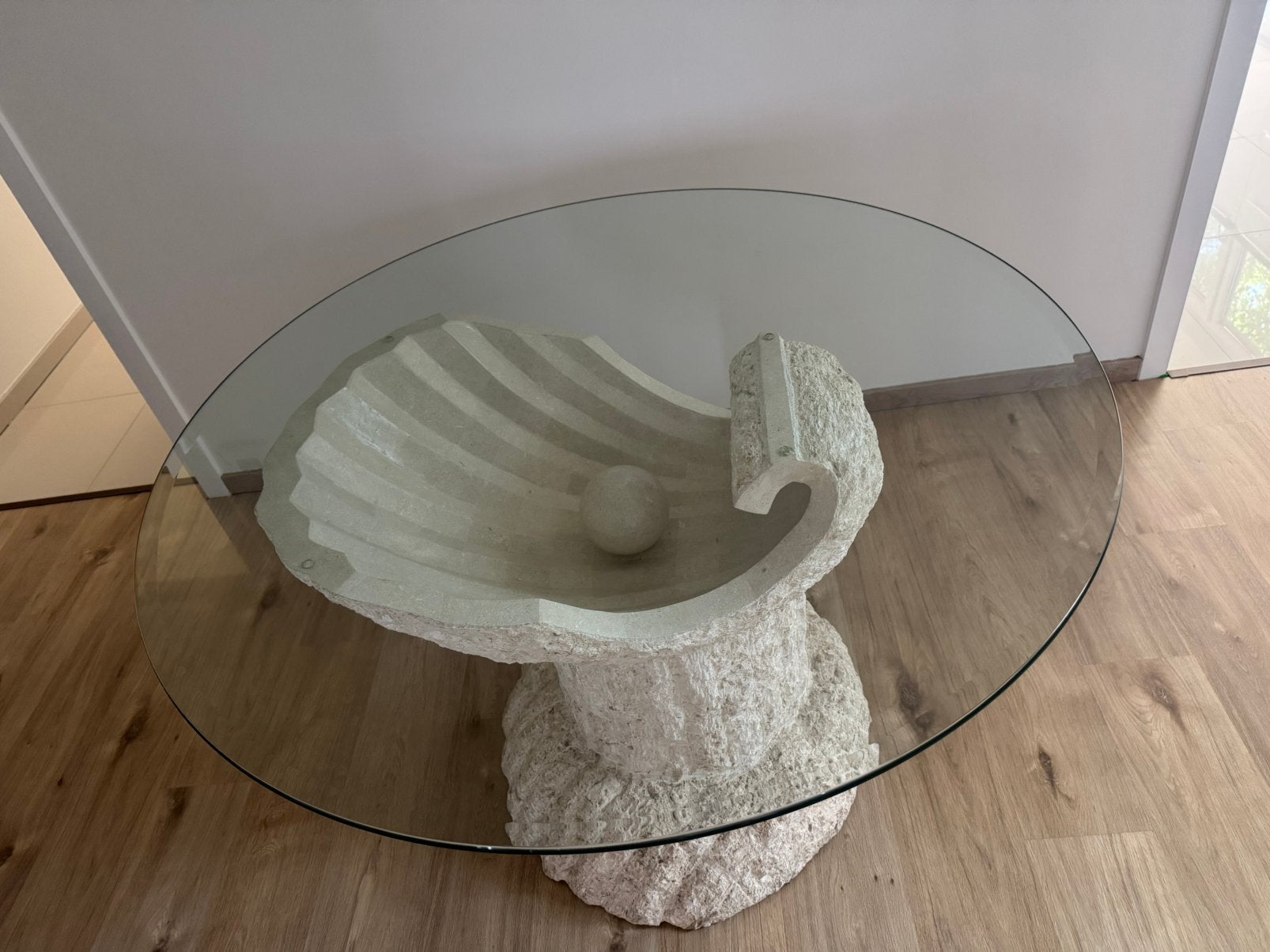 Luxe salontafel met leren stoelen, Huis en Inrichting, Ophalen, Rond, Italiaans, 75 – 100