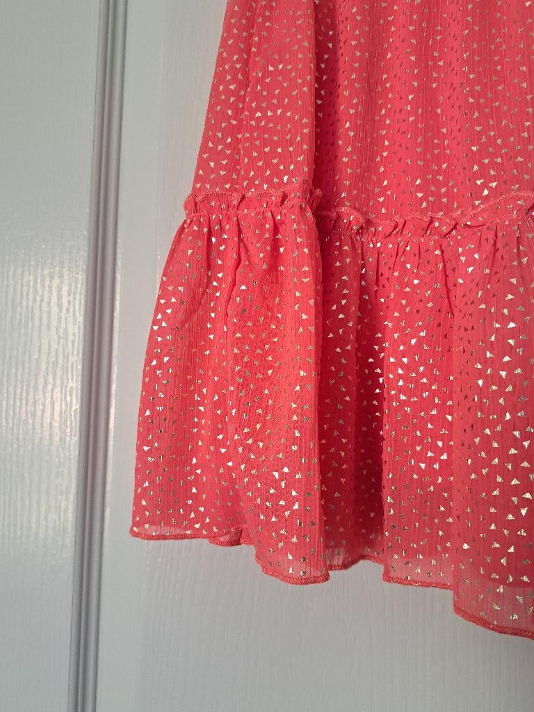 Flamant Rose koraal rokje met goud, maat M. Nieuwstaat!, Kleding | Dames, Rokken, Maat 38/40 (M), Zo goed als nieuw, Boven de knie
