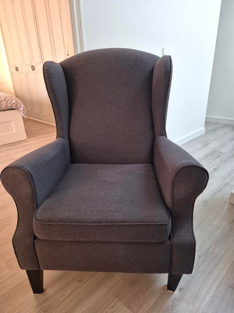 Mooie donkergrijze IKEA fauteuil, zitting wasbaar, Huis en Inrichting, Fauteuils, Ophalen, Gebruikt, Stof