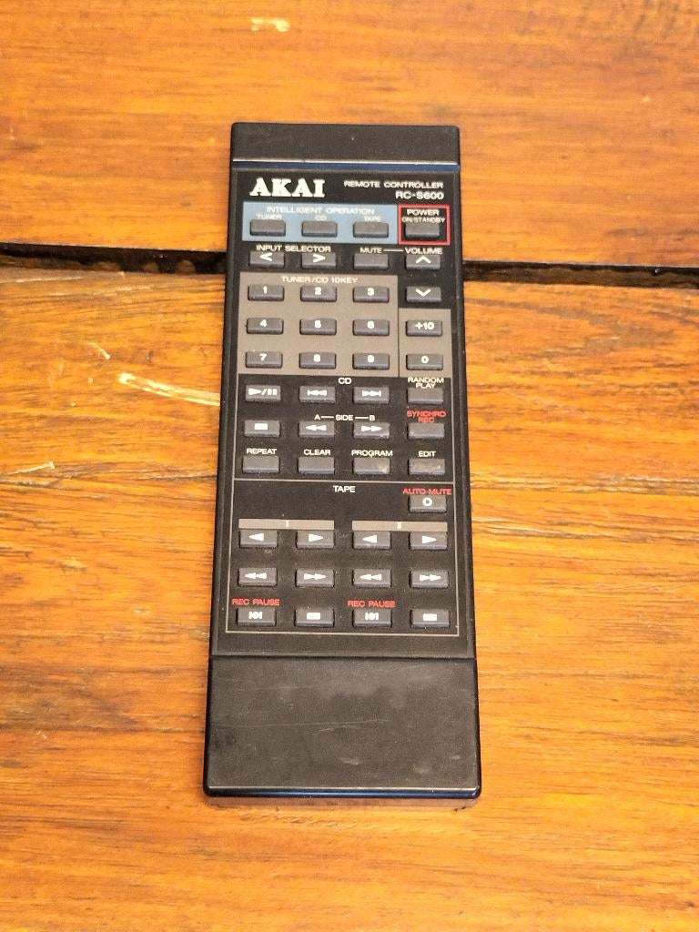 1990 AKAI RC-S600 Remote Control afstandsbediening, Ophalen of Verzenden, Gebruikt, Origineel, Receiver of Versterker